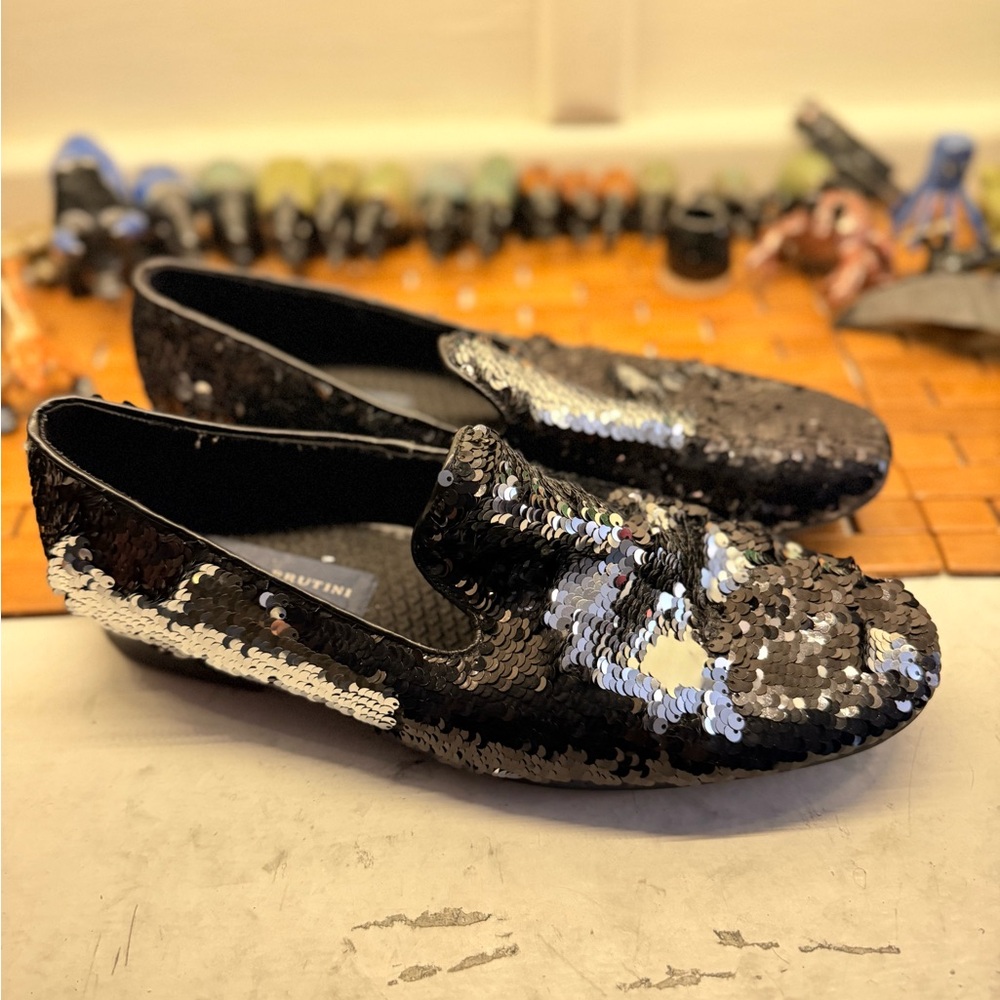 Runway Elegant Black Sequin Loafers for Men - Picture 2 of 8